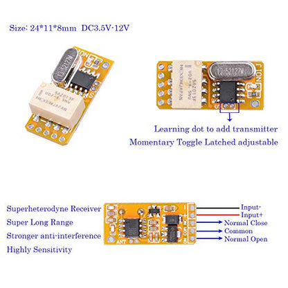 3.7-12V Wireless Remote Control Switch Mini Small PCB 433mhz RF Transmitter,3V -12V Battery Power Circuit Micro Controller for DIY