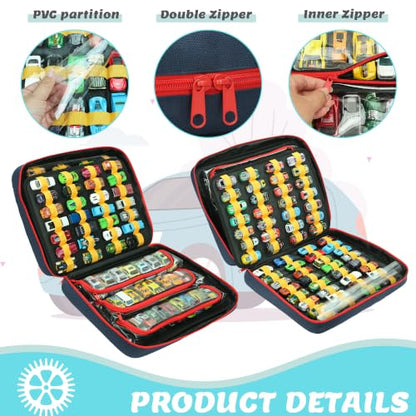 120 Toy Car Storage Case for 1:64 Die-Cast Cars (Blue) | Fits 1:64 diecast cars. Cars not included. Portable case for collectors and kids.