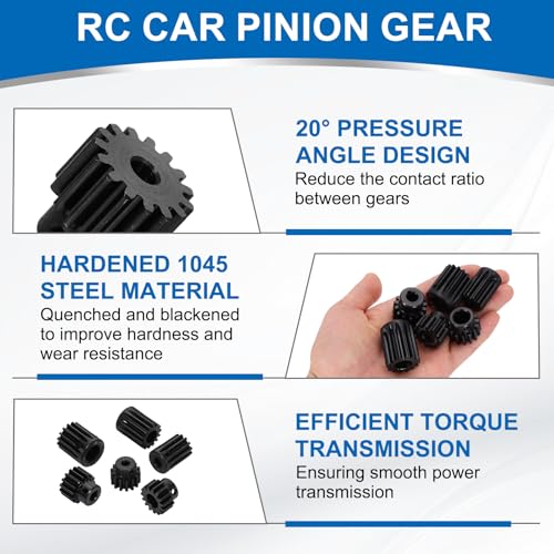 uxcell 2Pcs 1.5 Mod 15T Spur Gear 6.35mm Bore, 1045 Steel Pinion Gear Black Surface Treatment, 20° Pressure Angle, for Spur Rack and RC Model Car or Motor DIY(18mm) - size: 1.5 Mod 15T, 6.35mm x 18mm
