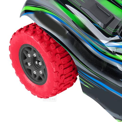 RC F/R Wheels and Tires Set w/Detachable Replace Running on Off-Road Tire RC Wheel Hex for 1/10 Slash 4WD 4×4 2WD/Arrm a Senton/Axia1/Rc 4wd/Redca t,12mm/14mm/17mm Hex,Black-Red（4PCS - color: Black-red(rc Wheels Tires)