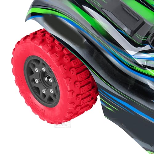 RC F/R Wheels and Tires Set w/Detachable Replace Running on Off-Road Tire RC Wheel Hex for 1/10 Slash 4WD 4×4 2WD/Arrm a Senton/Axia1/Rc 4wd/Redca t,12mm/14mm/17mm Hex,Black-Red（4PCS - color: Black-red(rc Wheels Tires)