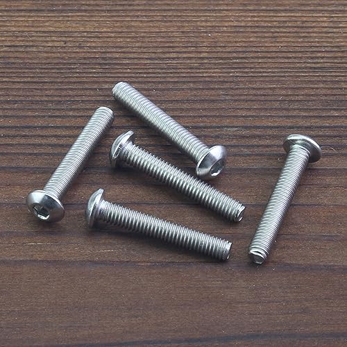 HELIFOUNER 100 Pieces M3 x 18mm, Thread Pitch 0.5mm, 304 Stainless Steel (18-8) Button Head Socket Cap Screws, Fully Threaded - size: M3 x 18mm