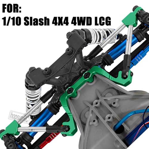 7075 Aluminum C Hub Front Tie Rods with Stabilizer Upgrade Parts for 1/10 Slash 4X4 4WD LCG.Green - color: Green(for 1/10)