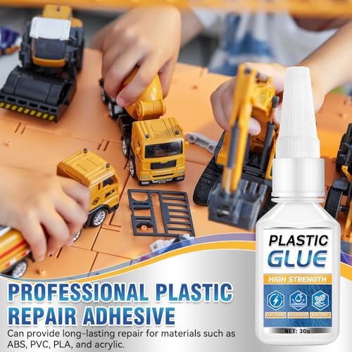 Plastic Glue for Models & Miniatures, Strong Bond, 60g Total (2×30g) | Fast-Setting CA Adhesive with 6 Precision Tips, Strong Model Glue for PLA, ABS, PVC, Acrylic and 3D Print Repairs