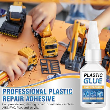Plastic Glue for Models & Miniatures, Strong Bond, 60g Total (2×30g) | Fast-Setting CA Adhesive with 6 Precision Tips, Strong Model Glue for PLA, ABS, PVC, Acrylic and 3D Print Repairs