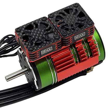 NHX RC 1/8 Twin Cyclone Alum HV Cooling Fans w/Cover 28000RPM Motor Heatsink Red