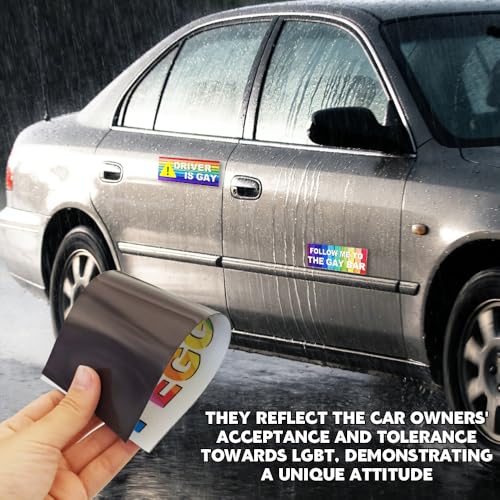 10PCS Car Funny LGBT Stickers, Rainbow Prank Car Bumper Sticker, Reflective LGBT Sticker Sign, Universal Colorful Gay Pride Decal for Vehicle Luggage Window Refrigerator (Style 2/Magnetic) - color: Style 2/Magnetic