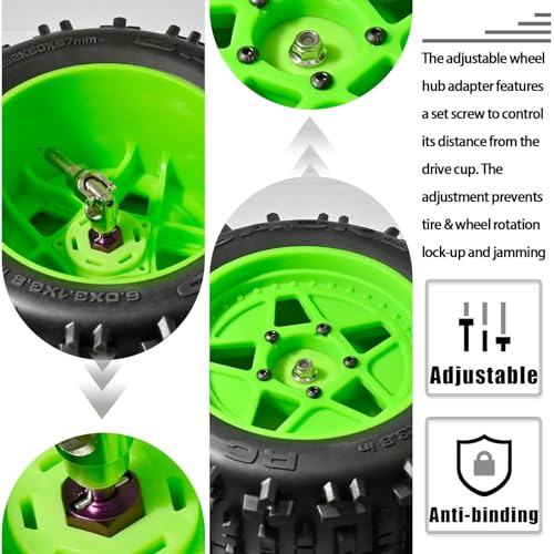 Aluminum 12mm Hex Wheel Hub 4Pcs w/Axle Pin M4 Flange Lock Nut Standard M3 M4 Nut 7mm Thickness Wheel Drive Adapter for 1/10 Traxxas HSP Redcat Rc4wd Tamiya Axial SCX10 WLtoy RC Car(25Pcs) - color: Purple, size: 7.0