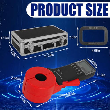 Podoy ETCR2100A+ Ground Resistance Meter Earth Tester Clamp Digital 200Ω | Non-Contact Clamp-On Design Tests Ground Loops Without Disconnecting Ground Wires; Φ32 mm Jaw, 0.001Ω Resolution; No Battery