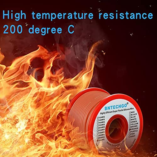 BNTECHGO 30 Gauge Silicone Wire Orange 100ft Stranded Tinned Copper Wire | Flexible 30 AWG Stranded Wire Silicone Rubber Insulation For RC Models, Drone, Robot, LED Lighting Systems, 3D Printer, DIY - size: 30 gauge silicone wire 100ft, style: Orange