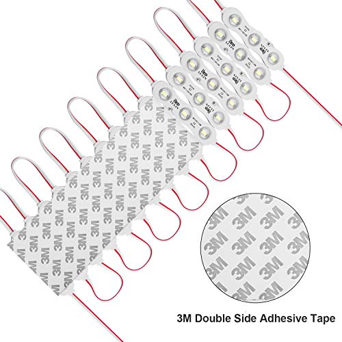 Lulin 100PCS Waterproof Super Bright Led Strip Lights White, 46FT DC12V 3 LED Module for Letter Sign Advertising Sign with Tape Adhesive Backside - size: 1.5W-100PCS
