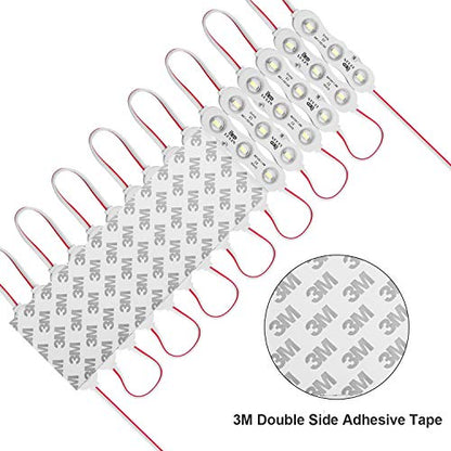Lulin 100PCS Waterproof Super Bright Led Strip Lights White, 46FT DC12V 3 LED Module for Letter Sign Advertising Sign with Tape Adhesive Backside - size: 1.5W-100PCS