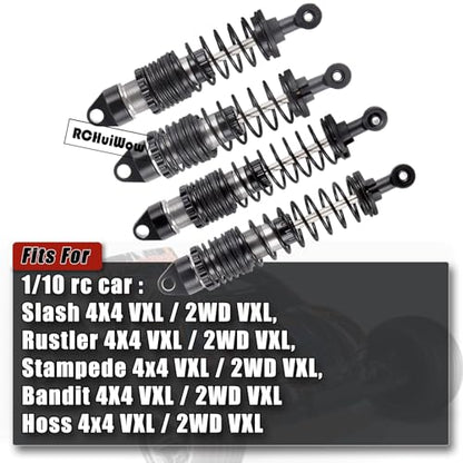 RC Big Bore Shocks Absorber Upgrades Part for 1/10 Slash Stampede Rustler Bandit VXL 4X4 2WD,Aluminum Front Rear 4PCS Shocks Hops Up,Titanium - color: Titanium(4pcs)