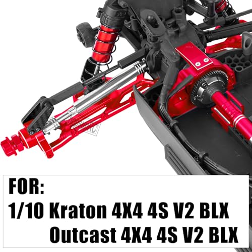 RC Suspension Arms Set&Steering Block Knuckles&Drive Shaft Axles Upgrades Part for 1/10 Kraton 4S V2 BLX,Outcast 4S V2 BLX,CVD Driveshafts Suspension Arms Hubs Caster Blocks.Red(Only Fit V2) - color: Red (2pcs)