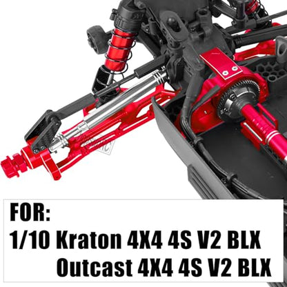 RC Suspension Arms Set&Steering Block Knuckles&Drive Shaft Axles Upgrades Part for 1/10 Kraton 4S V2 BLX,Outcast 4S V2 BLX,CVD Driveshafts Suspension Arms Hubs Caster Blocks.Red(Only Fit V2) - color: Red (2pcs)