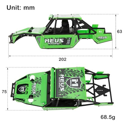 MEUS RACING Mantis24 Body with Roll Cage for Axial 1/24 SCX24 RC Crawler (Green) - color: Green