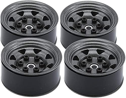 4PCS/Set 1.55 Inch Beadlock Metal Wheel Rim Rubber Tires Compatible with 1/10 RC Crawler Car Axial AX90069 D90 TF2 Tamiya CC01 LC70 (Grey) - color: Grey