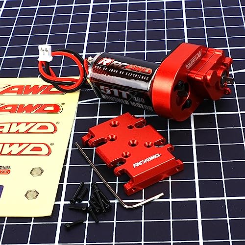 RCAWD Barrage 51T 180 Motor Metal Gearbox Combo Transmission Set for 1/24 ECX Barrage RGT FTX 1/24 Series Upgrades Part Red - color: Red