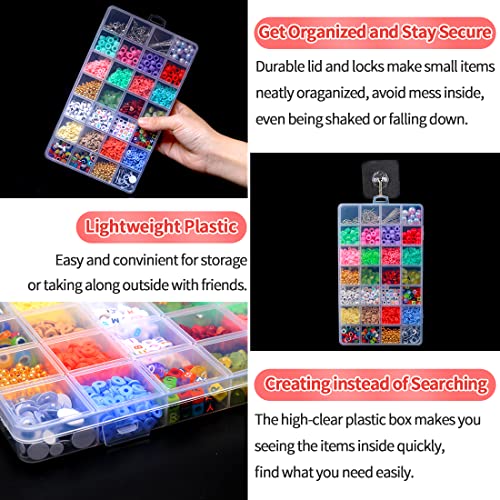 IOOLEEM Bead Organizer Box, 28 Grids Plastic Organizer Container Storage | Clear Dividers for bead arts and crafts for beading & jewelry storage & small items arts and crafts. - size: 28 Grids (1 pack)