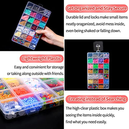 IOOLEEM Bead Organizer Box, 28 Grids Plastic Organizer Container Storage | Clear Dividers for bead arts and crafts for beading & jewelry storage & small items arts and crafts. - size: 28 Grids (1 pack)