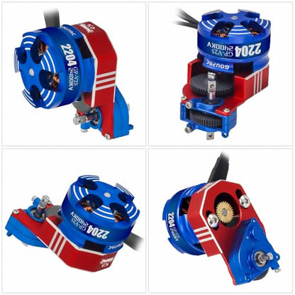 GOUPRC 30A Brushless Mini ESC & 2204 2400KV Brushless Outrunner Motor with Transmission Combo Kit for SCX24 Axial 1/24 RC Crawler Car Truck Blue Red - color: Blue Red