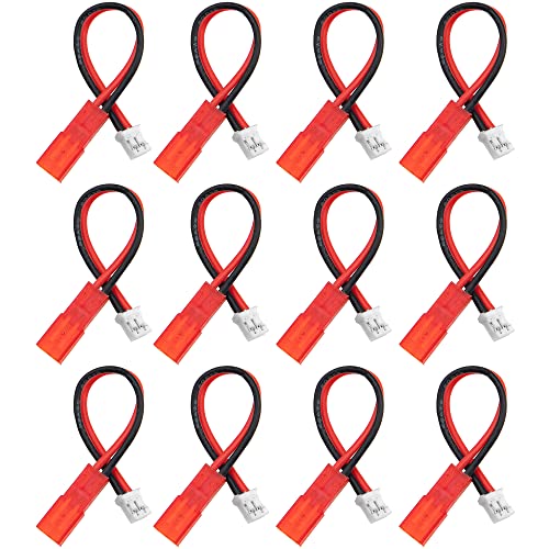 12Pack ShareGoo JST to PH2.0 2Pin Adapter with 3.14" 22AWG Cable Wire Compatible with Blade mCP-X Use E-Flite 120 SR Battery & Axial SCX24 1/24 RC Car Charging