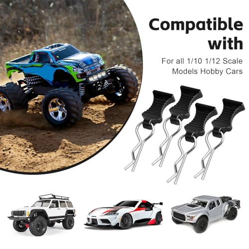 1/10 RC Body Clips Pins with Pull Tabs for Traxxas TRX4 Axial SCX10 Redcat RC Scale Car Crawler Truck Body Shell Post Mount Replacement, 4-Pack (Black) - color: Black