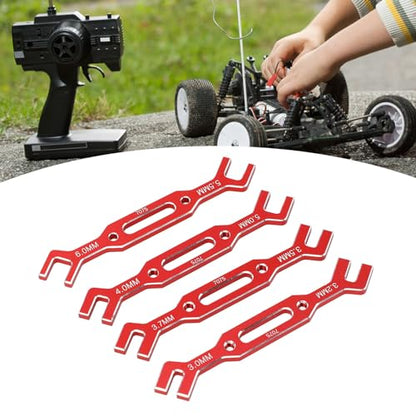 Yosoo Health Gear RC Ball Tie Rod Adjustment Wrench Set, 4PCS Aluminium Alloy Turnbuckle Nut Tool 3.0-6.0mm Sizes, for Car Crawler Drone Boat Repair (Red) - color: Red