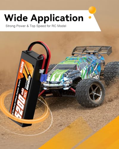 Hilldow 5200mAh 11.1V RC Battery 80C 3S Lipo Battery with EC5 Hard Case for RC Vehicles Car Buggy Truggy Airplane Drone(2packs)