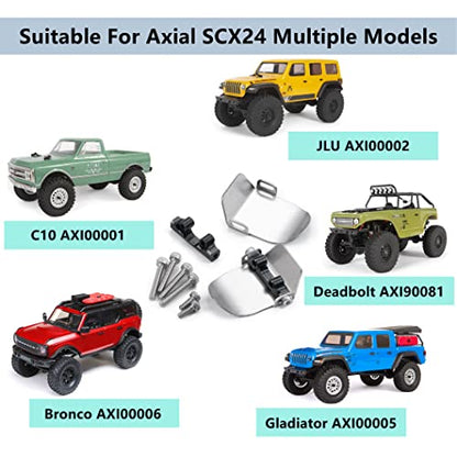 MORLORDY RC Stainless Steel Front Rear Axle Protector Skid Plate Set for 1/24 RC Crawler Car SCX24 Upgrades Accessories