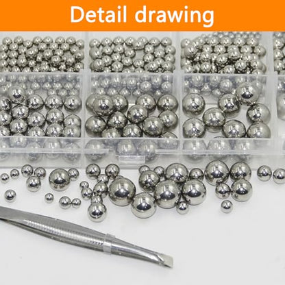 840 Pcs Stainless Steel Bearing Balls, 2/2.5/3/3.5/4/4.5/5/5.5/6/7/8/9/10mm | Metric Precision, Assorted Loose, For Bicycle/Bike - size: M2/2.5/3/3.5/4/4.5/5/5.5/6/7/8/9/10-840Pcs