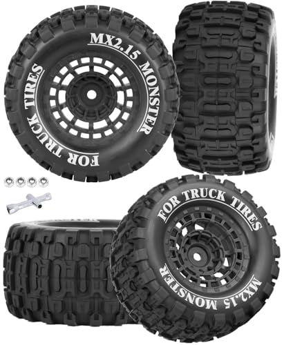 12mm Hex RC Wheel Tires for 1/16 Mini Maxx & Mini XRT,HSP 94186,E-Revo,L0 S1 1/18 Mini LMT RC Crawler Car Truck,RC Drift Wheels,Mini RC Truck Tires 4PCS,Black - color: Black - (12mm Hex Rc Wheel Tires)