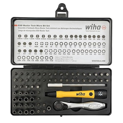 Wiha 75965 65 Piece System 4 ESD Safe Ratchet and MicroBits Set | Master Technician