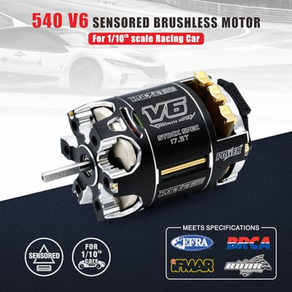 Surpass Hobby Rocket 540 V6 sensored Brushless Motor,Lower Resistance Brushless Motor for 1:10 RC Racing Car (Shaft 3.175, 13.5T kv) - size: 13.5T KV, style: 540-V6 Motor