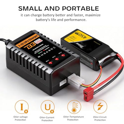 LiPo Charger for 2S-3S(7.4-11.1V) LiPo Battery of RC Toy & Model(Yellow) | LiPo Balance Charger Compact and Light, RC LiPo Battery Chargers with Smart Chip, Extend Battery Life - color: Yellow