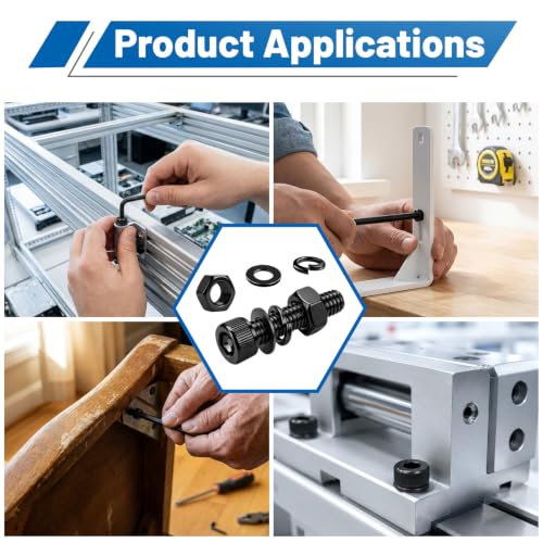 500Pcs M4 Screw Hex Socket Head Cap Bolt Kit M4x6-30mm 12.9Alloy Steel | Black Zinc Plated Metric Allen Bolt with Nut Flat Spring Washer Allen Wrench Assorted Hardware for DIY, 3D Printing Furniture - size: G12.9 M4 500PCS