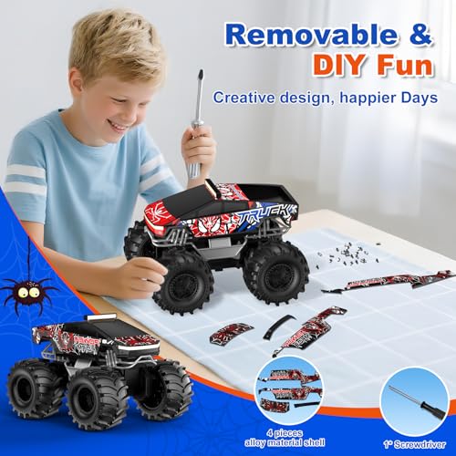 TOZDTO Remote Control Car, Amphibious Monster Truck Toys for Boys RC Cars | 2.4 GHz Waterproof RC Trucks, 1:18 4WD All Terrain Off-Road Pickup, Cool Christmas Birthday Ideas Gifts for Kids 6+ Year Old - color: Red