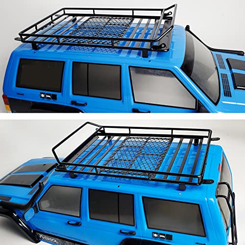 Metal Luggage Carrier Roof Rack 232 * 153mm for 1/10 Axial SCX10 SCX10 II III Wrangler 90046 AXI03007 RC Crawler Car Steel Luggage Tray Roof Rack (Black)