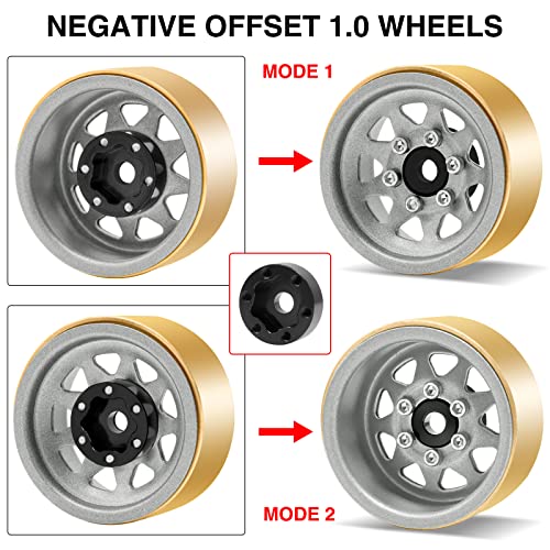 OGRC 1.0 RC Wheels with Brass Rings for 1/18 TRX4M 1/24 SCX24 (Grey) | 3.78mm Negative Offset, 22g Wheel Rim for TRX4M SCX24 AX24 1/18 1/24 RC Crawler - color: Grey