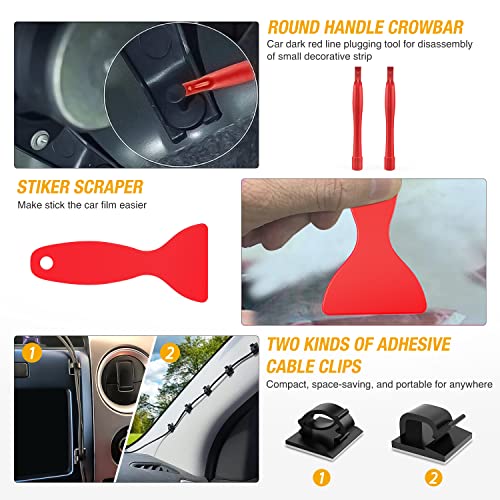 GOOACC 200Pcs Auto Trim Removal Tool and Push Pin Retainer Clip Set | Fastener Terminal Remover Adhesive Cable Clips Round Handle Crowbar Kit Car Panel Radio Auto Clip Pliers - color: 120Pcs Clips +80 Remover