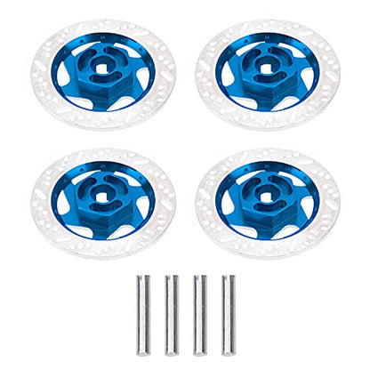 4Pack ShareGoo Metal 12mm Hex Hub Wheel Rim Tires Brake Disc Compatible with Traxxas Tamiya HSP HPI Redcat Racing 1/10 On-Road RC Car (Dark Blue) - color: Dark Blue