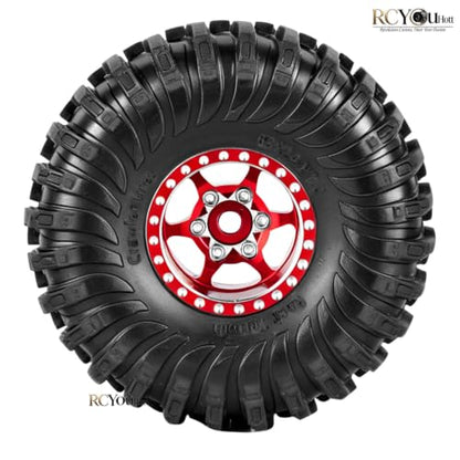 RC 1.0 Beadlock Wheels Tires Set for 1/24 SCX24 FCX24 1/18 Trx4m RC Crawler Car,Aluminum Wheel Rims/Soft Rubber Tires Wheel Tire,(4PCS) 1.0 Beadlock Wheels,Red - color: Red- (Wheel Tires)