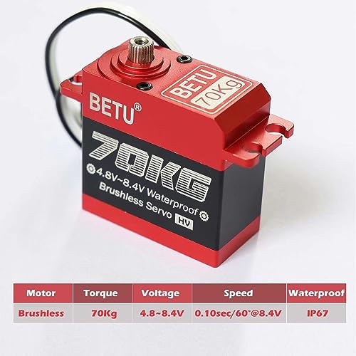 70kg Brushless Servo, High Torque Servo for 1/5，1/6, 1/8, 1/10 RC Car | Waterpoof, Standard Size, Quiet, Metal Gear Digital Servo for RC Robot/Boat - style: 270-Red