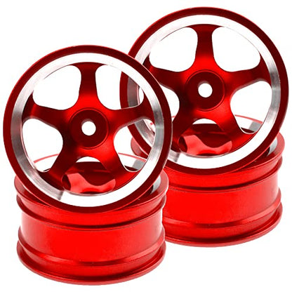 4Pcs Vgoohobby Metal Wheel Rims 12mm Hex Hub 5-Spoke Width 26mm Compatible with 1/10 Tamiya Kyosho HSP HPI Traxxas RedCat Sakura 1/10 On-Road Racing Touring RC Drift Car (Red) - color: Red