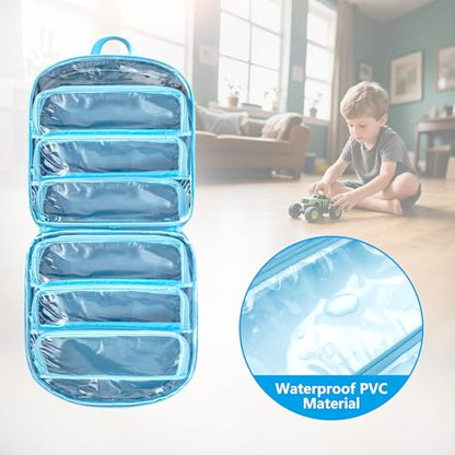 LoDrid Toy Car Storage Compatible with Hot Wheels Monster Trucks up to 27pc | Travel Truck Carrying Case for 1:64 Scale Toy Cars with 6 Clear Pockets and Front Pocket, Bag Only