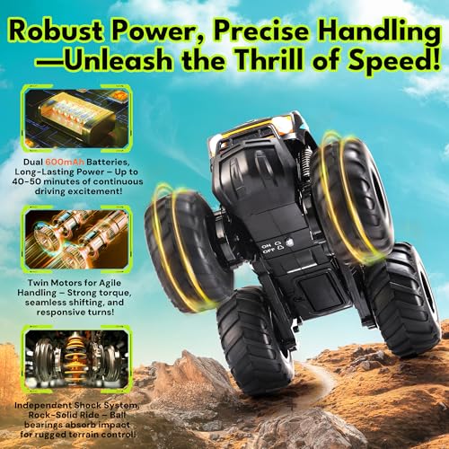 Threeking 1:16 Amphibious Monster Truck All Terrain Remote Control Car Toys | Waterproof Durable 4WD Off-Road RC Crawler Cars Pick-Up Unique Toy Gifts for Boys Girls Ages 6-12 - color: Pickup-red