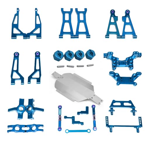 Compatible with Hyper GO RC Car Parts, 1/16 Metal Upgrade Aluminum Accessories, Replacement Parts kit for H16BM H16GT H16DR H16 MJX 16207 16208 16209 16210 (Blue 38PC) - color: Blue 38pc