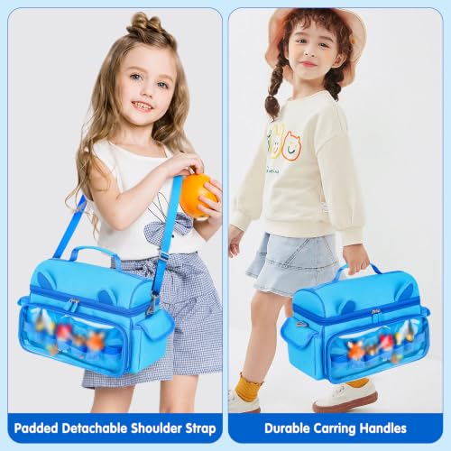 Carrying Case Compatible with Toniebox 2 & 1 Starter Set & Tonies Figures | Cute Storage Bag Fits for Tonies Characters, Headphones & Accessories, Travel Case with Clear Pocket & Speaker Window,Blue - color: Blue