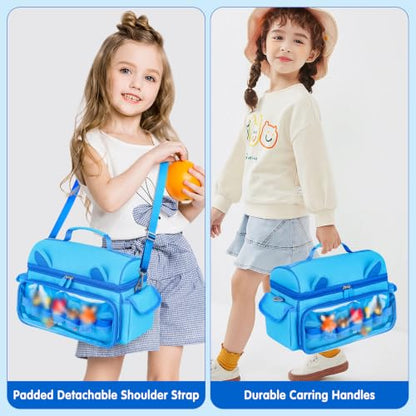 Carrying Case Compatible with Toniebox 2 & 1 Starter Set & Tonies Figures | Cute Storage Bag Fits for Tonies Characters, Headphones & Accessories, Travel Case with Clear Pocket & Speaker Window,Blue - color: Blue