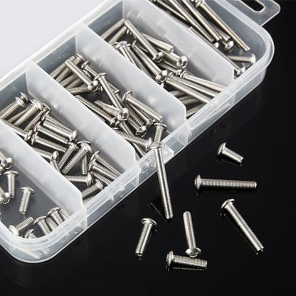 M3 x 8mm 12mm 16mm 20mm 25mm Button Head Socket Cap Screws Bolts, Stainless Steel 304, Metric Allen Hex Drive, Bright Finish, Fully Threaded, Assortment Kit 125PCS - size: Button M3x8-25 mm